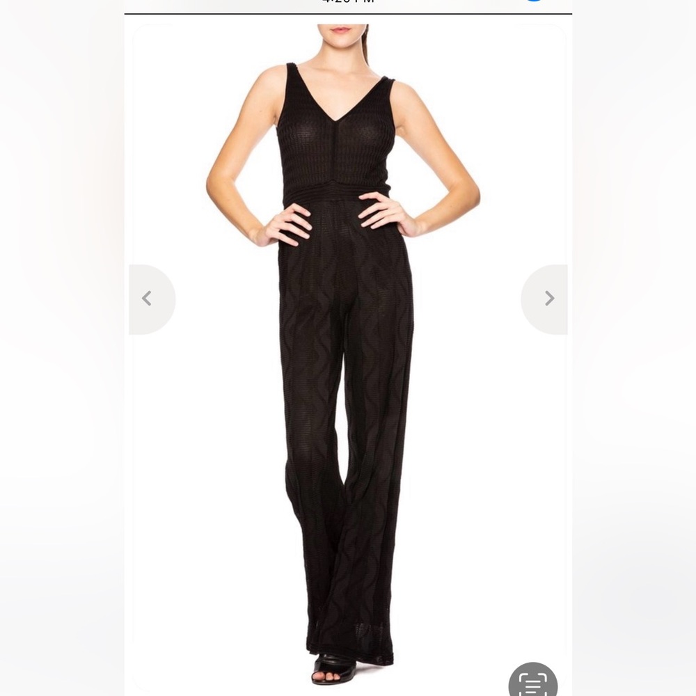 M Missoni Solid knit V-neck jumpsuit with a-line silhouette.Size 46It,US10. NWOT